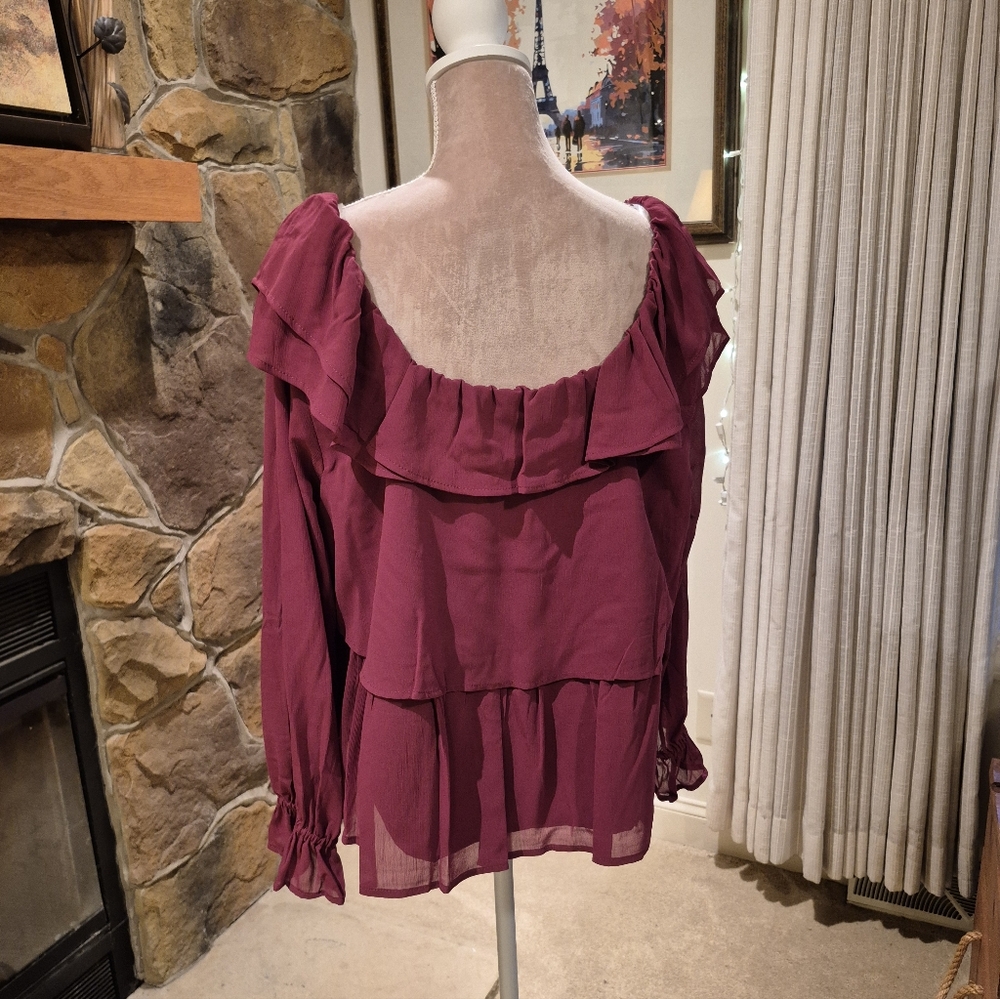 NWT Lot Of 2 Time And Tru Womens Long Sleeve Ruffle Blouse Size XL - Picture 9 of 11